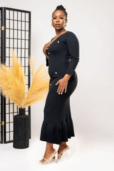 LUXE KNIT FLARE DRESS (Black)